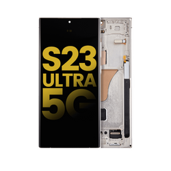 Pantalla OLED con Marco Para Samsung Galaxy S23 Ultra 5G (Reconstruida) (Crema)
